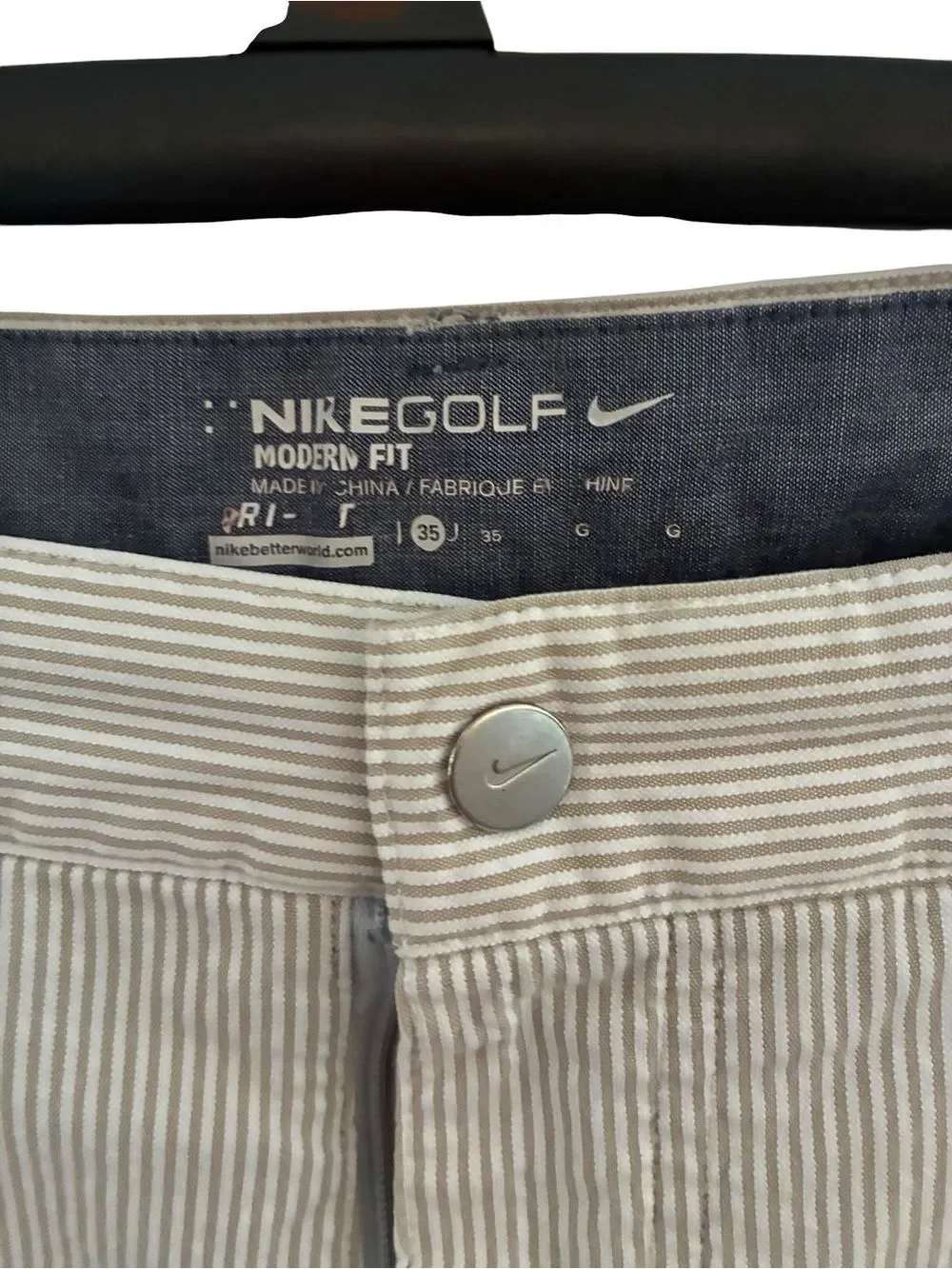Nike Men's Light Gray Pinstripe Performance Shorts Size 35